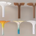 Tree Shaped Columns Featuring Various Colors And Leaf Like Tops Design Options 3d model