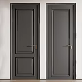 Two Black Hinged Doors with Metal Handles and Simple Design for Interior Spaces