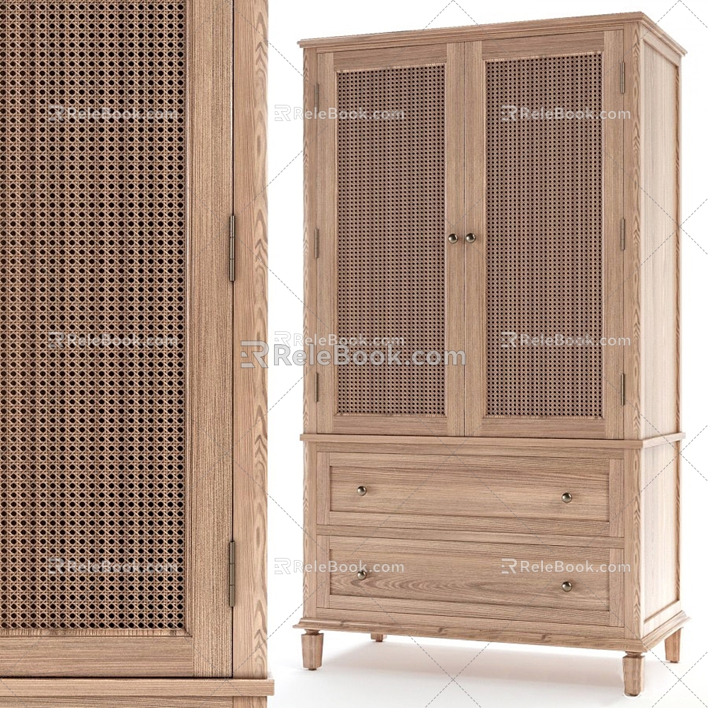 Qui Tian Yuan Nanyang Style Wooden Wardrobe 3d model