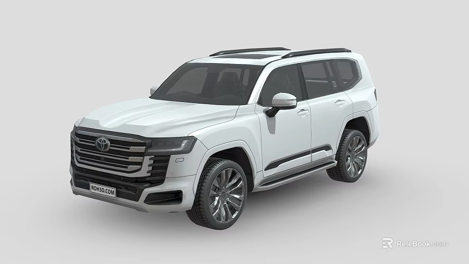 White Toyota Land Cruiser SUV With Black Roof Rack Large Alloy Wheels And Stylish Grille 3d model 