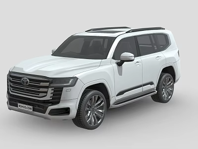 White Toyota Land Cruiser SUV With Black Roof Rack Large Alloy Wheels And Stylish Grille 3d model