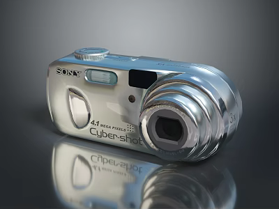 Sony Cyber-shot 5.1 Megapixels Silver Digital Camera With Lens And Buttons 3d model