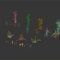 Different Plants Featuring Seedlings Roots Leaves And Colorful Mushrooms