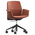 Modern Ergonomic Office Chair With Light Gray And Orange Upholstery Swivel Wheels Five-Point Base