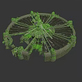 Detailed Sci-Fi Circular Metallic Platform With Central Machinery And Surrounding Modules