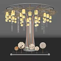 Tree Like Art Installation With Illuminated Lanterns And Circular Base Decorations 3d model