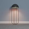 Modern Minimalist Floor Lamp Black Shade Metal Frame Warm Glow Gray Wall Carpet