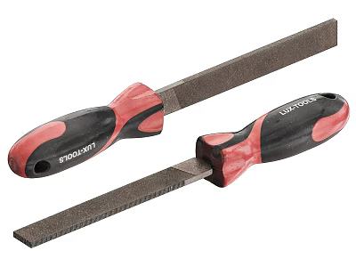 High Quality Hardware Tools Two Files with Red and Black Handles for Precision Work 3d model