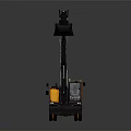 Modern Yellow Black Excavator With Mechanical Arm Bucket And Wheels