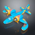 Toy Passenger Plane With Blue Yellow Red Design Twin Propellers And Floats