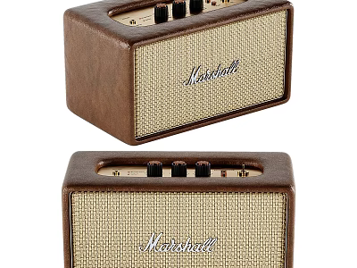 Marshall Classic Speakers With Brown Leather Beige Grille And Control Knobs 3d model
