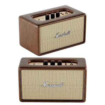 Marshall Classic Speakers With Brown Leather Beige Grille And Control Knobs 3d model