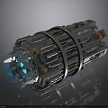 Advanced Mechanical Device With Metallic Structure Blue Glowing Element And Gears
