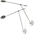 Contemporary Wall Lamp With Gold Black Metal Adjustable Arm And Minimalist Sleek Design
