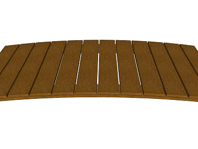 Curved Wooden Bridge With Natural Wood Planks And Smooth Surface Finish 3d model