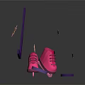 Pink Ice Skates And Purple Hockey Stick With Puck Snowflakes And Orange Decorations