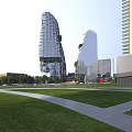 Contemporary Residential Buildings With Vertical Greenery Surrounded By Open Plaza And Green Space