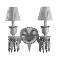 Luxury Crystal Wall Sconces With Pleated Lampshades And Dangling Crystal Elements 3d model