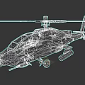 Black Military Attack Helicopter With Rotor Cockpit Weapon System And Side Missiles