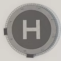 Circular Helipad Platform Design With Stairs Light Poles And Surface Marking 3d model