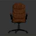 Comfortable Brown Leather Office Chair With High Back Armrests And Wheeled Base