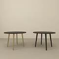 Two Round Top Side Tables With Different Colored Legs In Minimalist Room 3d model