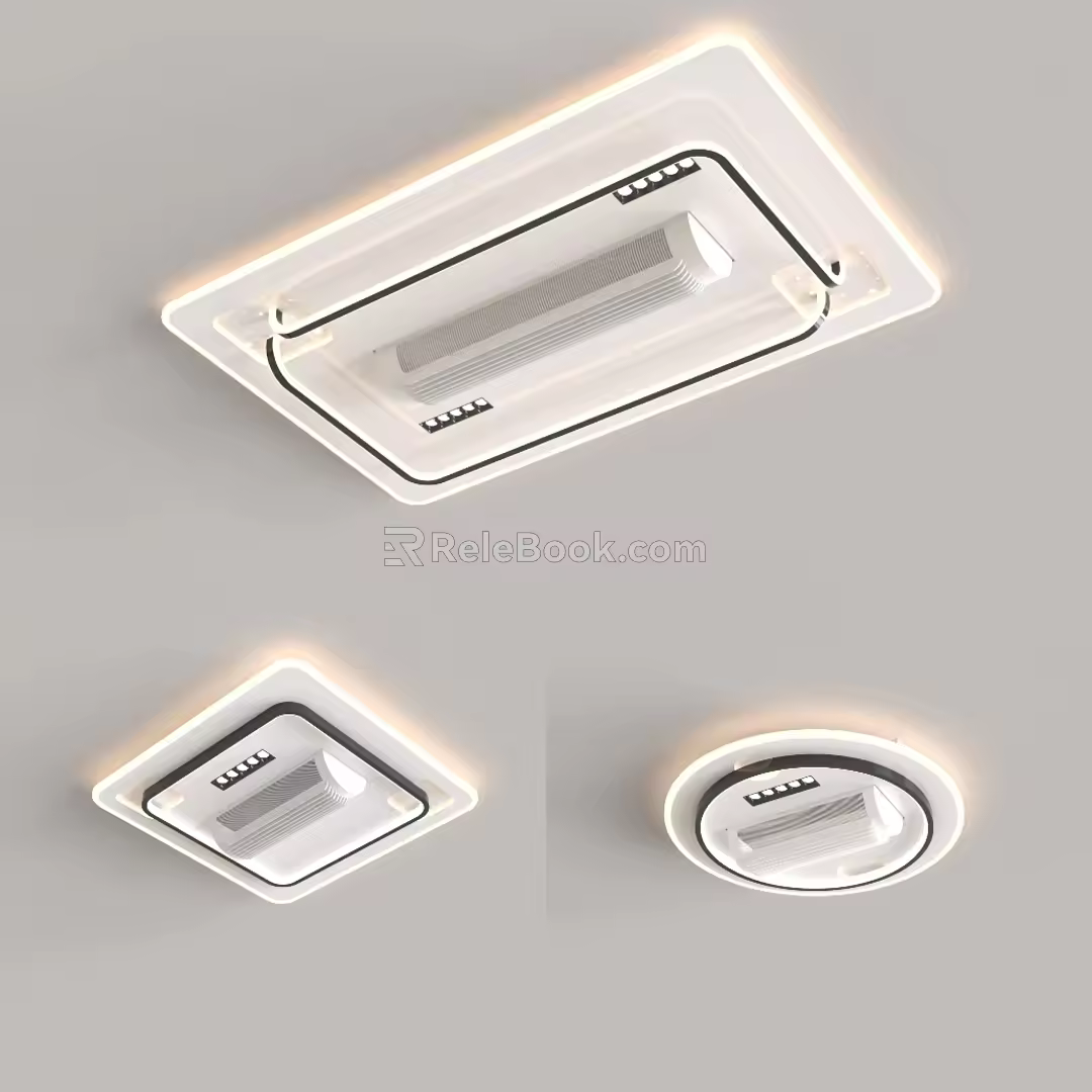 Simple living room light leafless fan light new net red style 3d model