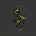 Fantasy Monster Game Movie Character Featuring Yellow Red Lava Inspired Spiked Claws And Antennae