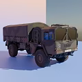 Camouflage Military Truck With Canvas Cargo Bed Large Tires And US Army Logo