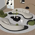 Sofa Coffee Table Combination Curved Sofa Leisure Chair Sofa Stool Coffee Table Side Table Floor Lamp 3d model