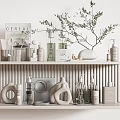 Spa Themed Daily Wash Products On Minimalist Shelf