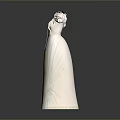 Man Sculpture With White Striped Design And Wing Shaped Decorations On Gray Background