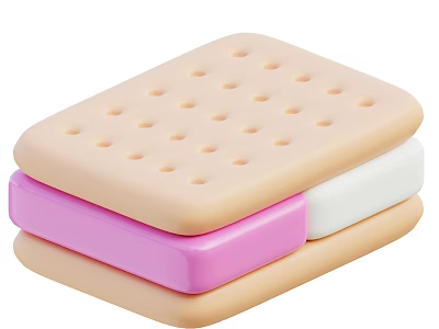 Delicious Layered Sandwich Cookie With Pink And White Creamy Filling And Small Holes 3d model