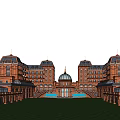 French Castle Architecture 3d model