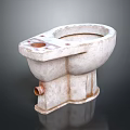 Vintage Ceramic Toilet Base With Worn Surface And Classic Drain Design