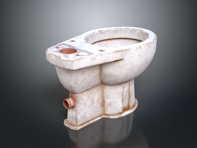 Vintage Ceramic Toilet Base With Worn Surface And Classic Drain Design 3d model