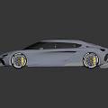 Modern Sleek Silver Sports Car With Transparent Roof And Golden Wheels