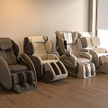 Modern Massage Chairs In Various Styles Displayed With Wooden Floor And Light Wall Interior