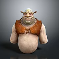 3D Monster Character With Green Skin Small Horns Brown Vest Round Body And Funny Expression