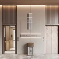 Modern Elevator Lobby With Block A B Signs And Trash Bin Design