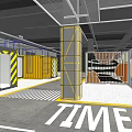 Modern Shopping Mall Hall Featuring Container Structures Ceiling Lighting And Decorative Floor Signage 3d model