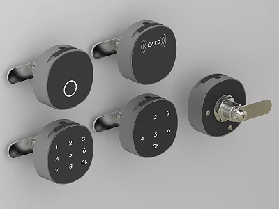 Modern Electronic Door Handles With Card Digital Keypad And Button Designs 3d model