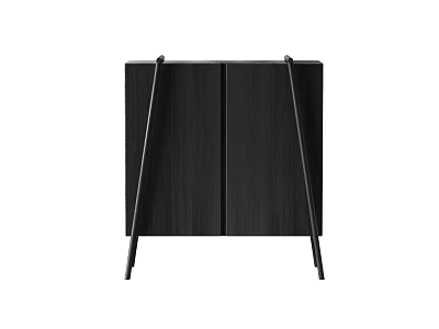 Stylish Modern Entryway Console Cabinet With Black Wood Finish And Metal Legs Design 3d model