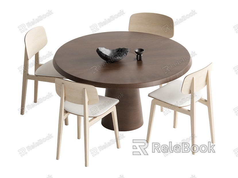 Log wind dining table and chair combination model