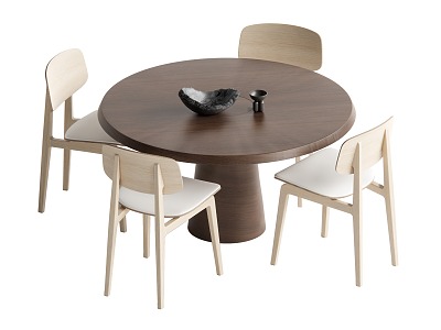 Log wind dining table and chair combination model