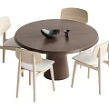 Log wind dining table and chair combination 3d model