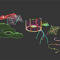 Outdoor Kids Sports Equipment With Climbing Nets Swings And Slides