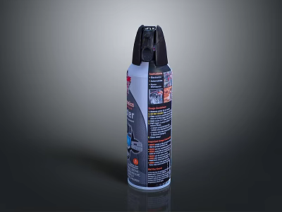 Spray Can Product With Detailed Label And Usage Instructions On Black Background 3d model