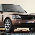 Brown Land Rover Functional SUV In Outdoor Mountainous Gravel Terrain With Natural Sky Backdrop 3d model