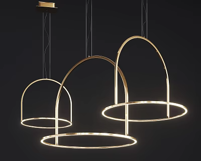 Elegant Modern Gold Ring Arch Pendant Lights With Illuminated Stylish Design 3d model
